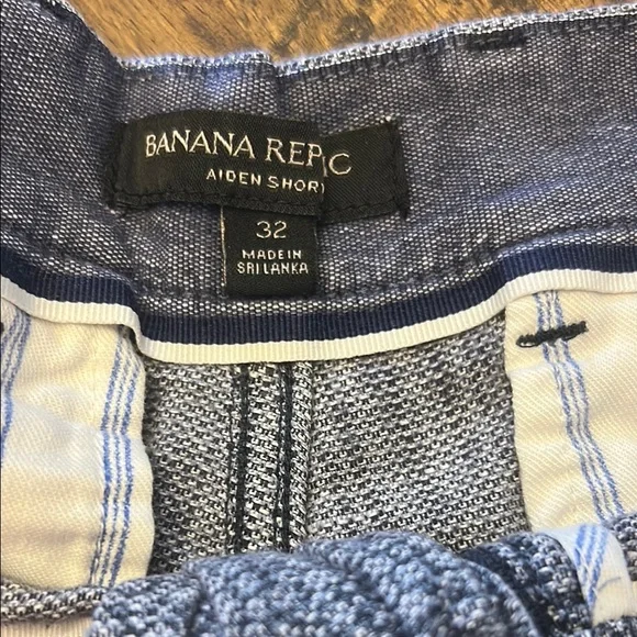 Banana Republic Blue Patterned Men's Shorts linen blend - Picture 2 of 2